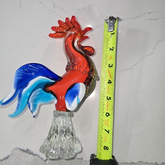 Handmade Murano Glass Rooster Figurine 7.5" Multicolor Art Piece By PMG Vetreria - Picture 5 of 15
